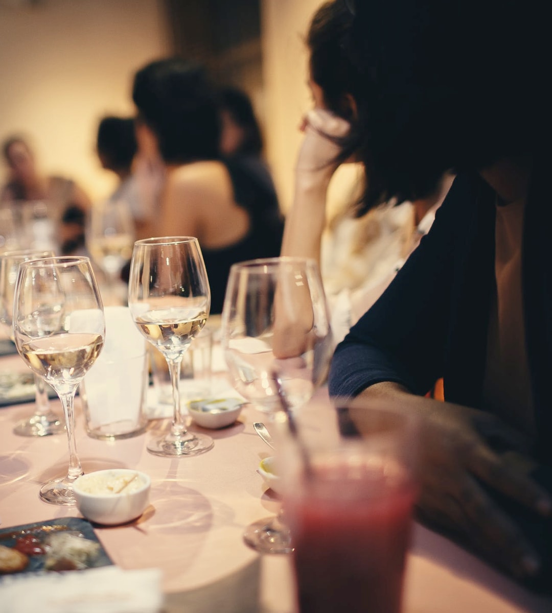 Family eating dinner at a large Table