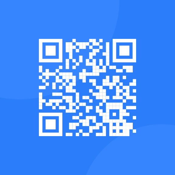 white qr code with a blue background